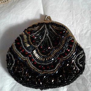 Black Beaded Coin Purse